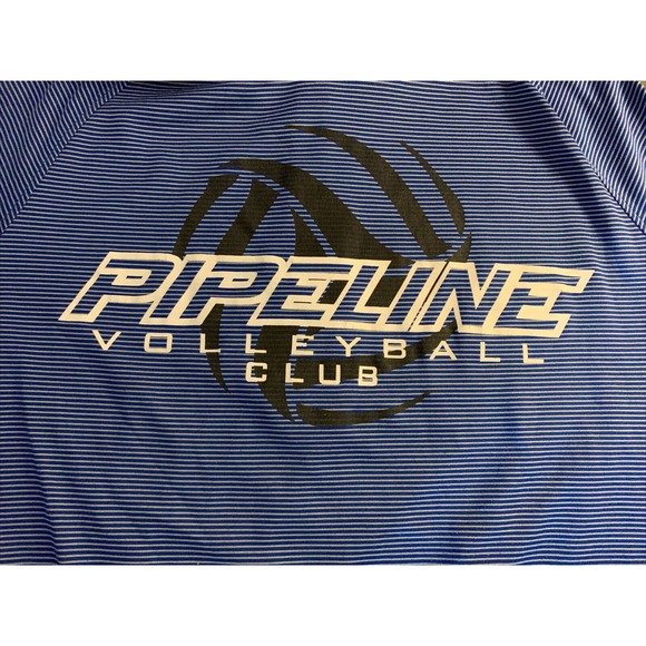 Under Armour Womens S Top Loose Heat Gear 3/4 Zip Blue Stripe Long Sleeve Active - Picture 11 of 12